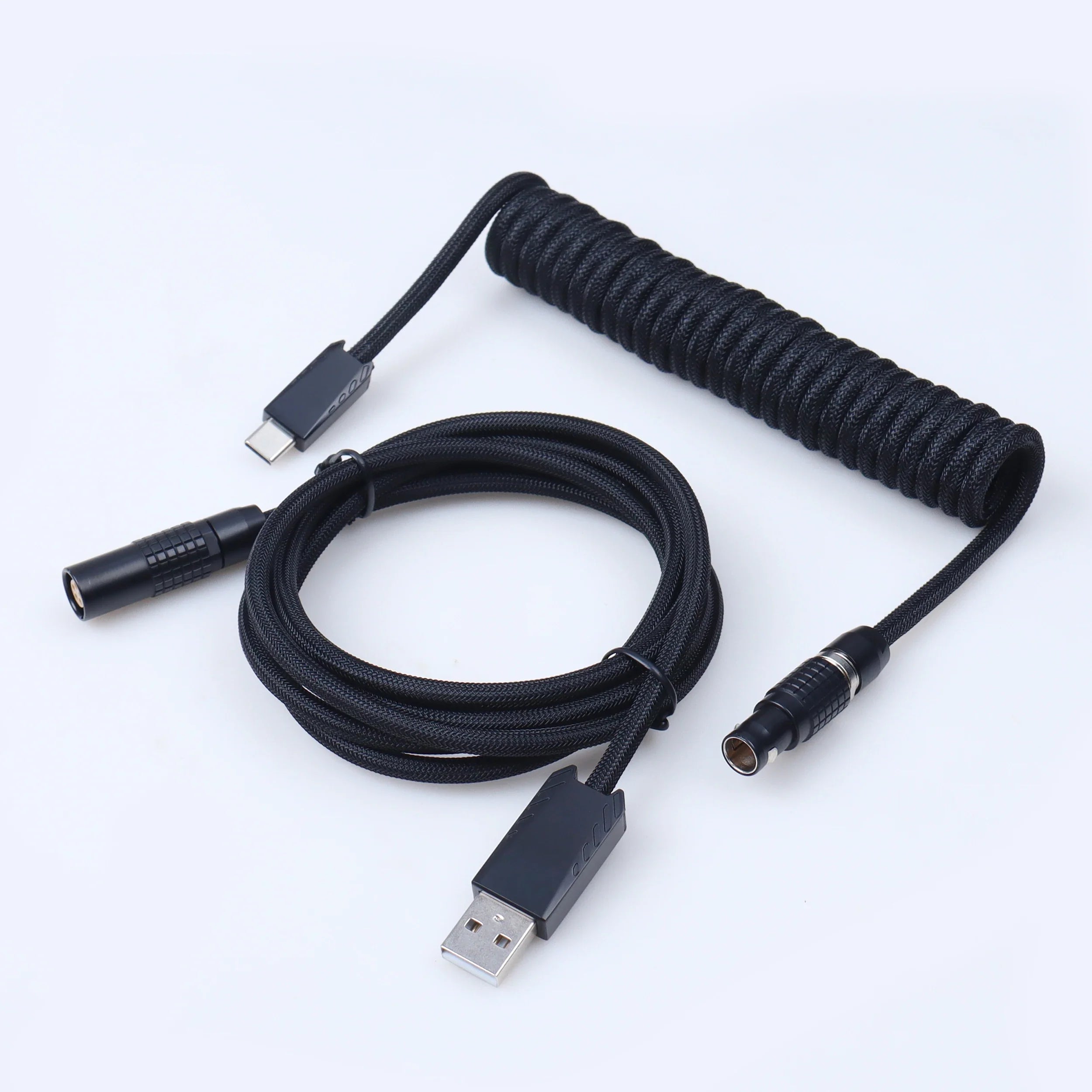 LANO Usb Keyboard Cable FGG Coiled Keyboard Usb Type C Cable Metal Aviator Connector Gaming 00B Usb Keyboard Cable