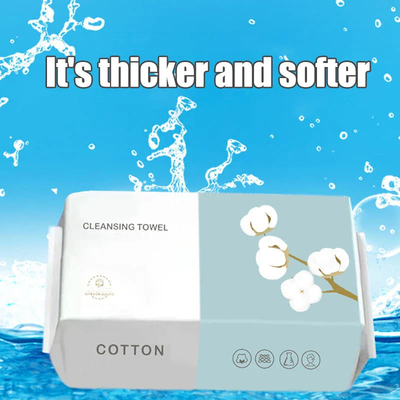 100-Pack Disposable Cotton Face Towels (15 x 20 cm / 5.9 x 7.9 in) Pearl Cotton Travel Makeup Remover & Facial Cleansing Wipes