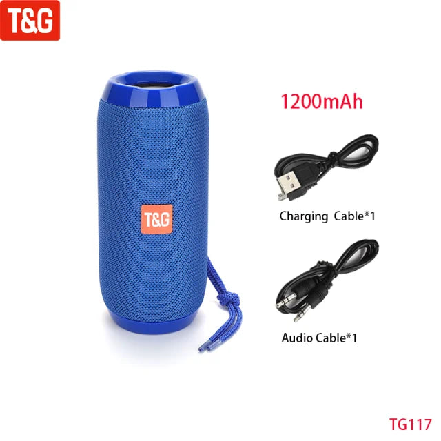 10W Portable Bluetooth Speaker — IPX5 Waterproof, FM Radio, TWS, USB/TF Card, 1200mAh Battery