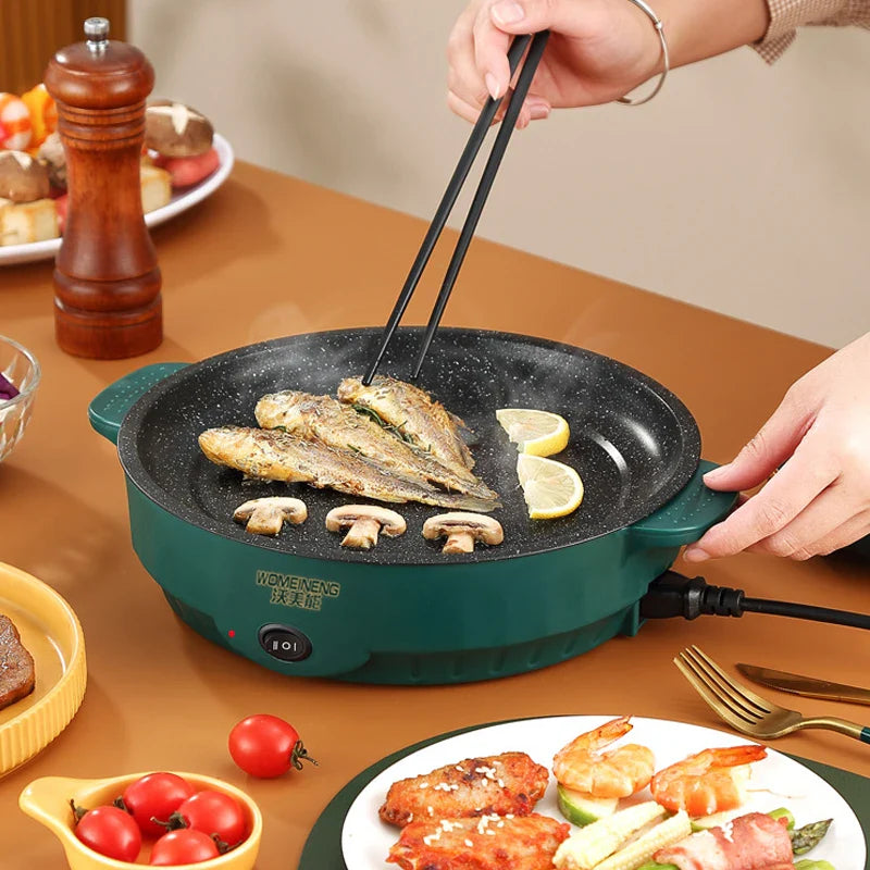 Electric MultiCooker 220V Non-Stick Frying Pan Household Barbecue Fried Steak Fish Omelette Cooking Machine