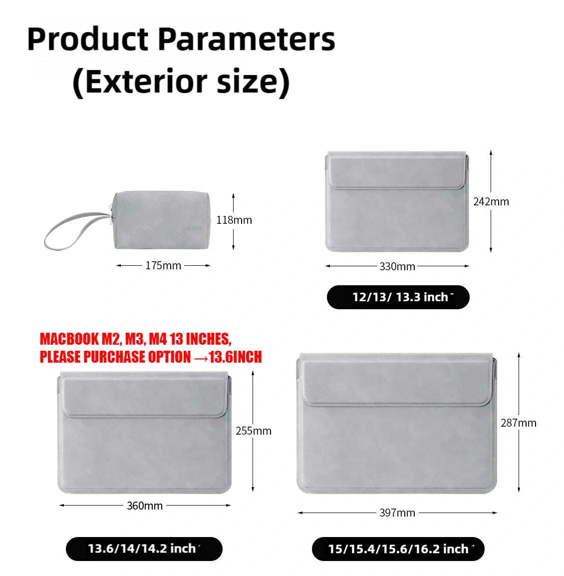 PU Liner Laptop Sleeve 13–16 Inch — Slim Protective Bag, Unisex