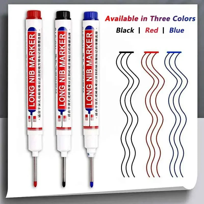 20mm Deep-Reach Long Nib Marker Pen for Wood & Metal — Waterproof Carpenter Marking Pen, 13.7cm (5.4in), Multi-Pack (1–40 pcs)