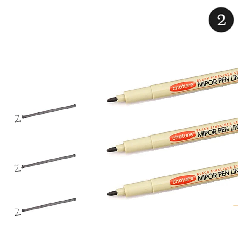 12-Pack Pigment Liner Ink Pens — Needle & Hook Tip Fineliners for Manga Drawing, Sketching & Illustration