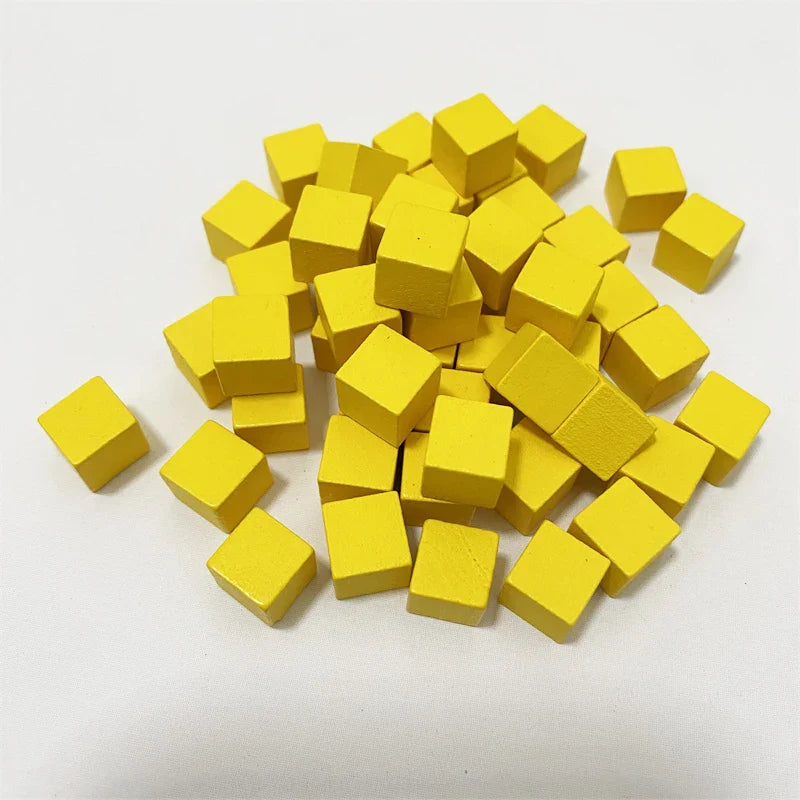 100-Pack 10mm (0.39 in) Colorful Wooden Cubes - Dice Tokens for Crafts, Board Games & Early Education