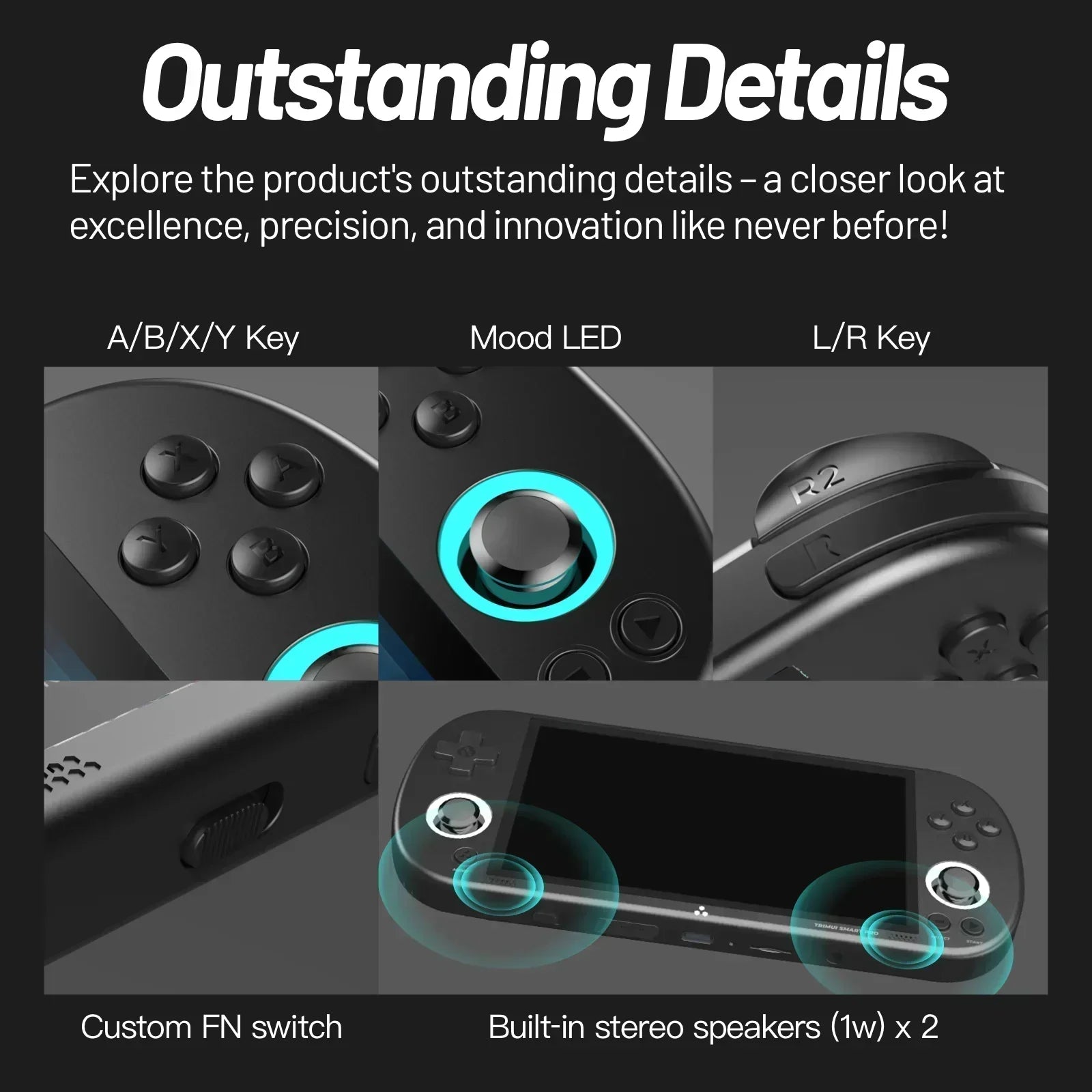 Handheld Retro Game Console 4.96-inch (126 mm) IPS Screen — Linux OS, RGB Joystick, 13,000+ Games, Portable Gaming Gift