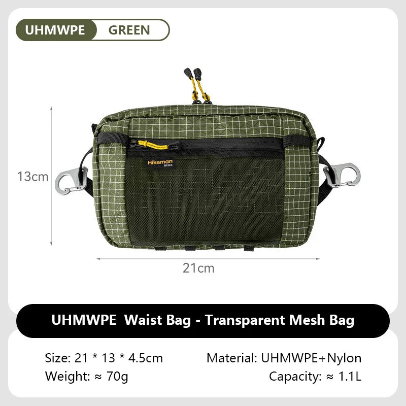 1.1L (37 fl oz) Ultralight Waterproof Waist Pack - Multi-Pocket Fanny Pack for Running Cycling Hiking