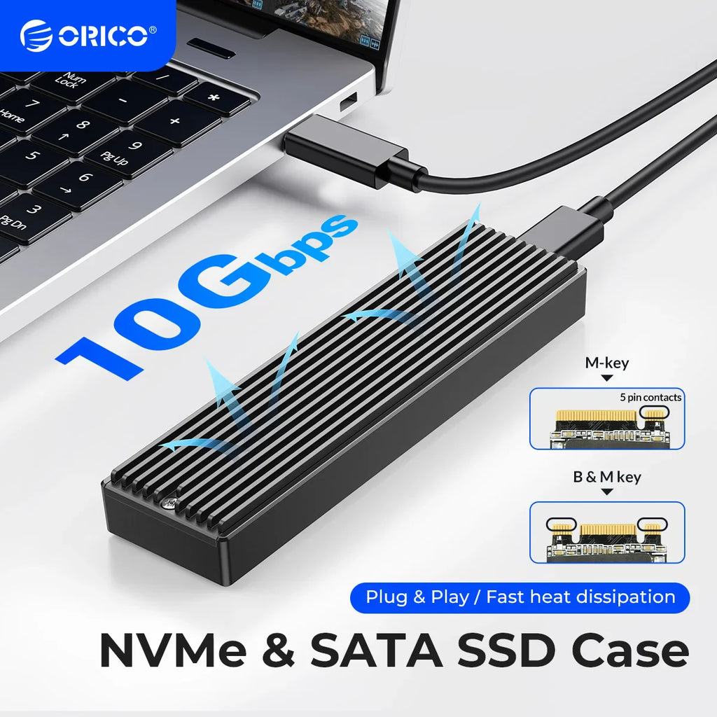 M.2 NVMe & SATA SSD Enclosure USB-C 10Gbps/20Gbps — 2230–2280 Supported
