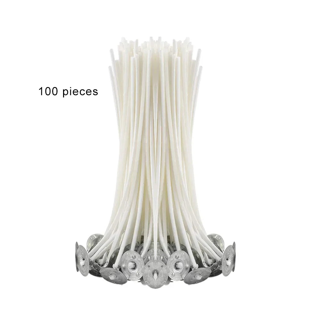 100-Pack Pre-Waxed Pure Cotton Candle Wicks 9/15/20 cm (3.5/5.9/7.9 in) Smokeless DIY Candle Making