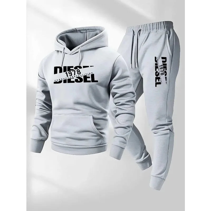 Men's Hooded Tracksuit Two-Piece Set – Casual Hoodie & Pants for Autumn/Winter