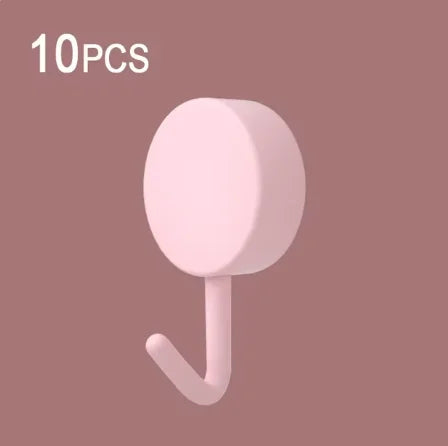 10-Pack Self-Adhesive No-Drill Wall Hooks 2.8 x 5 cm (1.1 x 2.0 in) Strong Plastic Coat Towel Hangers for Bathroom Kitchen Door