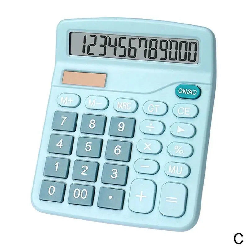 12-Digit Large LCD Dual-Power Desktop Calculator — Solar + AA Backup, Standard & Financial Functions