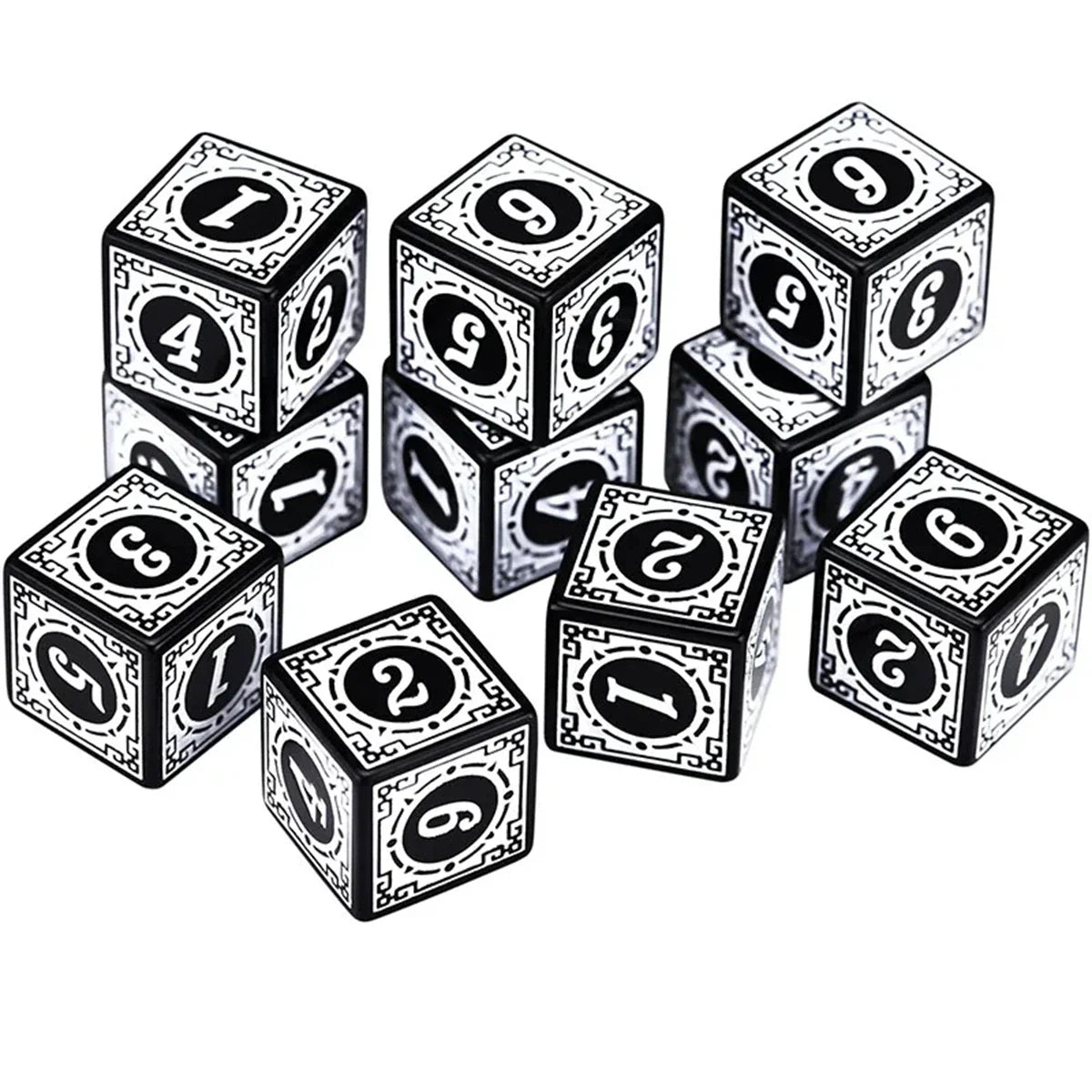 10-Piece Acrylic D6 Dice Set 16mm (0.63 in) – Carved Six-Sided Game Dice for RPG, Dungeons & Dragons & Board Games