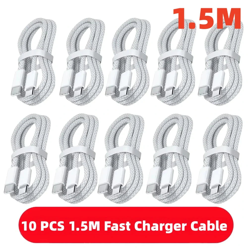 1-10PCS USB C Cable to USB C 100W Fast Charging Charger Cable Supports Fast Charging For iPhone 16 17 Samsung Xiaomi Huawei etc