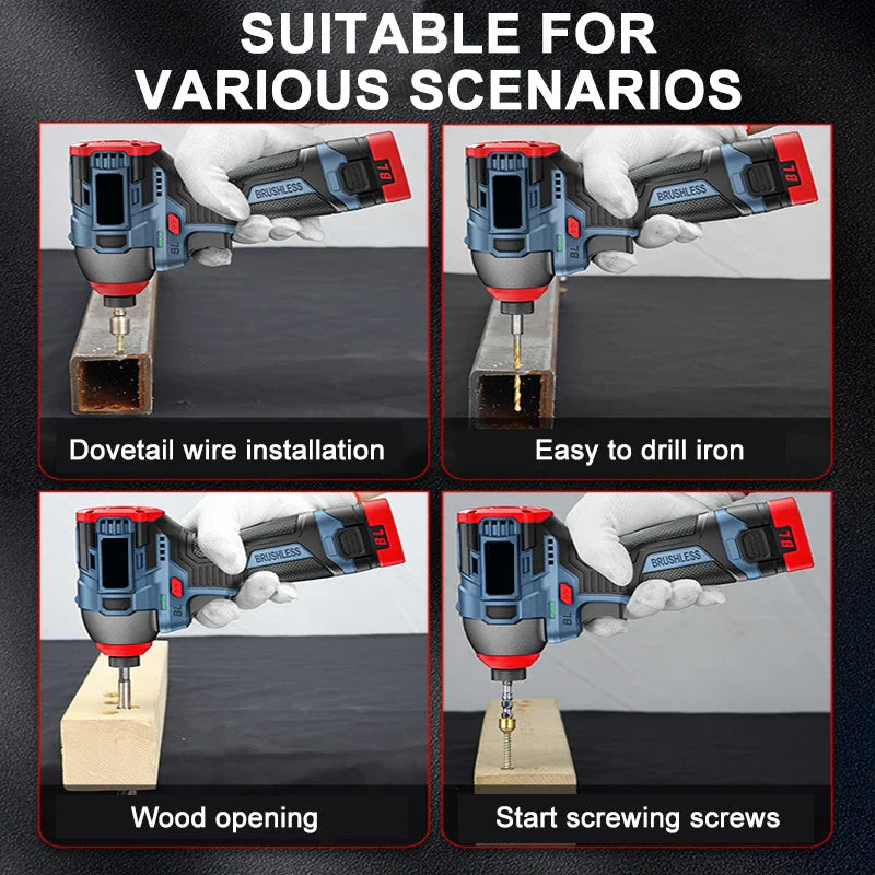 200 N·m (148 ft·lb) 16.8V Brushless Cordless Impact Driver Drill Screwdriver for Home DIY