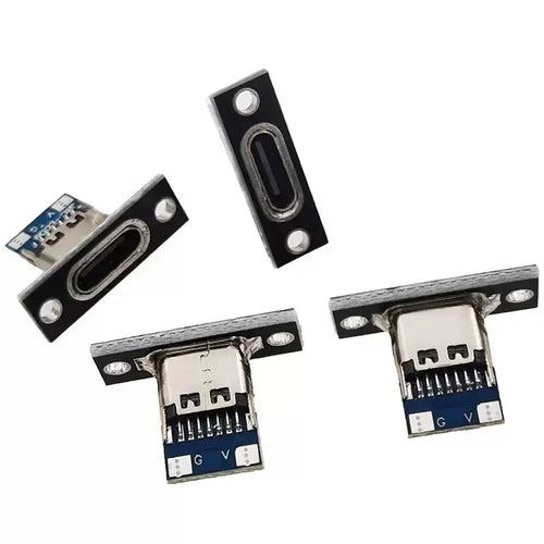 1-20Pcs USB Jack 3.1 Type-C 2Pin 4Pin Female Connector Jack Data Charging Port Small Electrical Charging Base with Fixing Plate