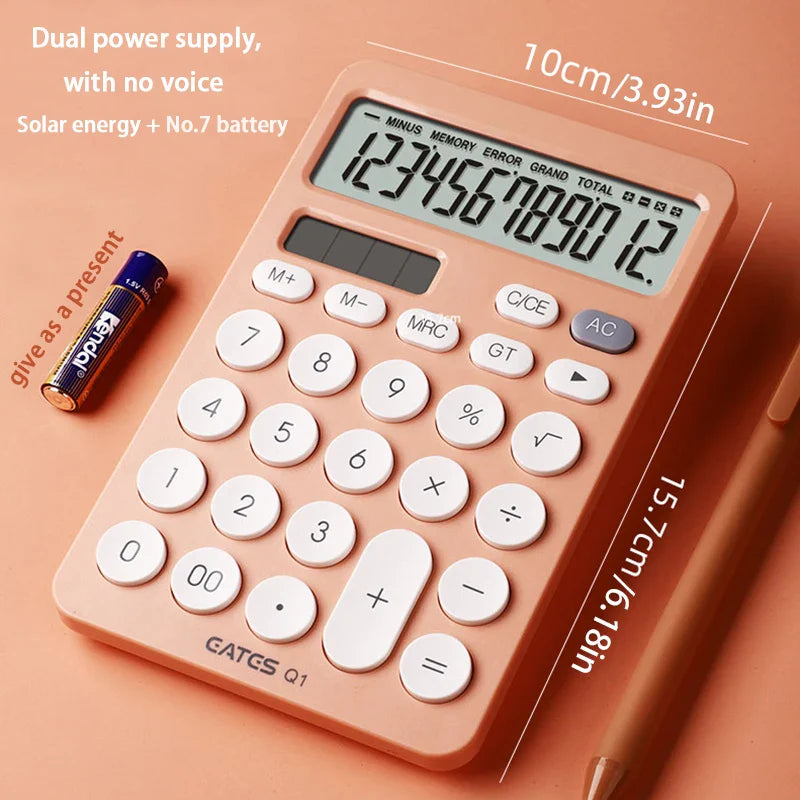 12-Digit Solar Calculator Large Key Portable Financial & Business Calculator for Students
