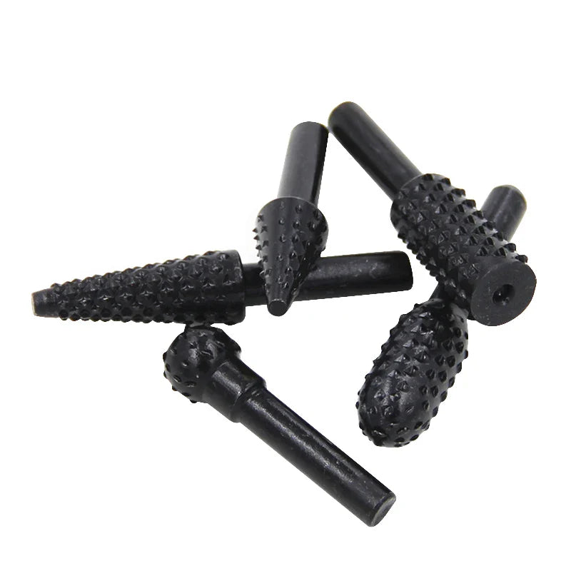 5-Piece Black Wolf Tooth Rotary Burr Set — Woodworking Grinding & Polishing Bits for Rotary Tools