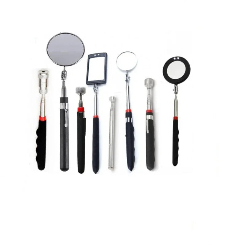 360° Telescoping Inspection Mirror with LED Light & Magnetic Head — Extendable 9.4–28.7 in (24–73 cm) for Car Repair