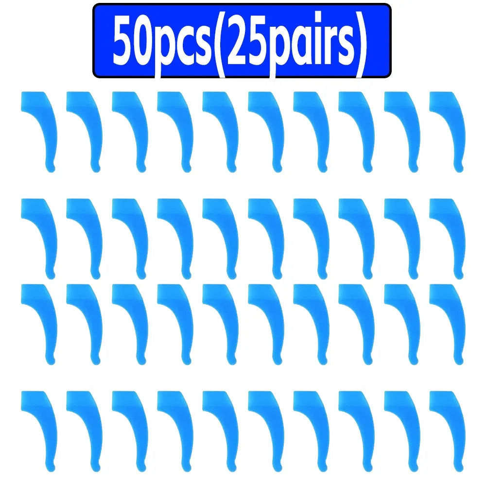 100-Pack Silicone Anti-Slip Eyeglass Ear Hooks Temple Tips – 33 x 10 mm (1.3 x 0.39 in)