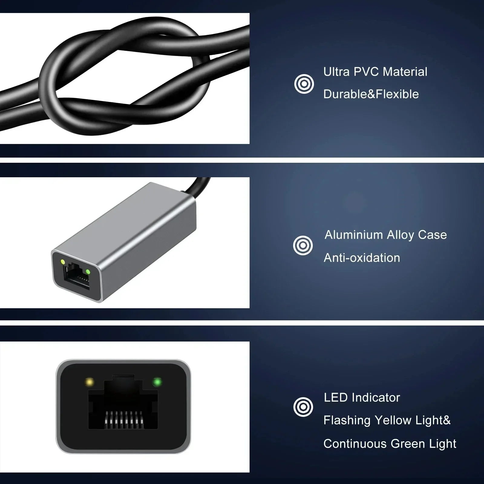 USB-C Gigabit Ethernet Adapter (USB 3.0) RJ45 Network Adapter - Plug & Play for MacBook, Windows, Linux, iPad, Android