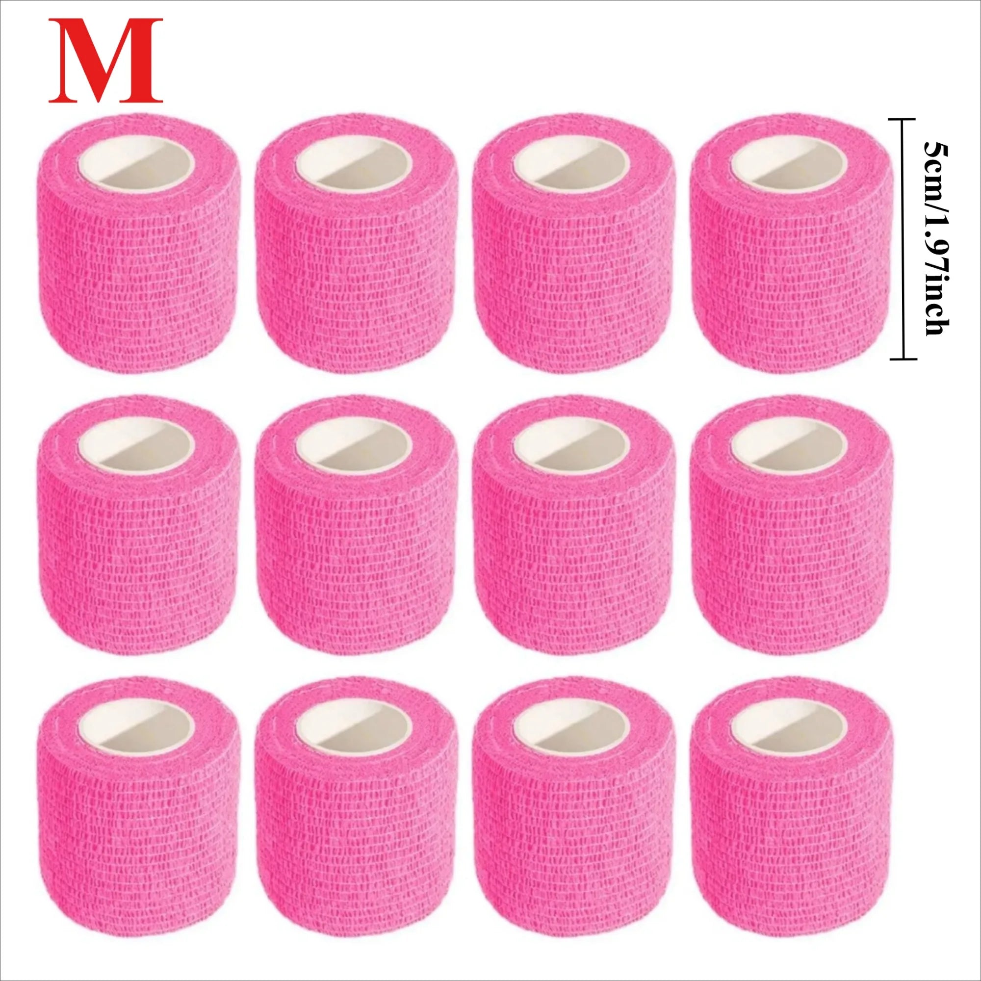 10/12-Pack Colorful Self-Adhesive Elastic Cohesive Bandage Wrap 5 cm x 4.8 m (1.96 in x 189 in) for Knee, Finger, Ankle, Palm & Pet Care