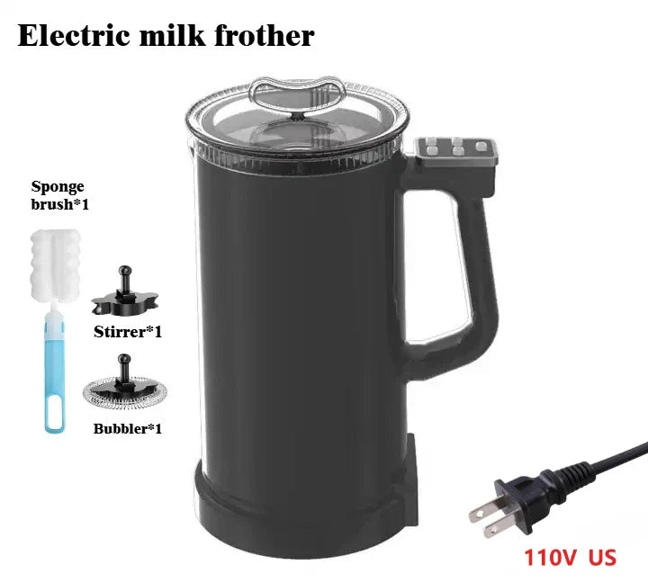 110V/220V Milk Frother 4-in-1 Home Coffee Latte Maker Hot Cold Beverages  Dual Function Stainless Steel Electric Milk Frother