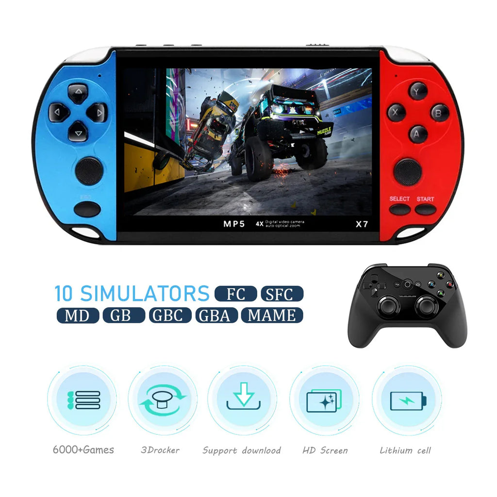 4.3-Inch IPS Handheld Retro Game Console HD Screen Built-in 10,000+ Games (GBA GBC NES MD SFC)