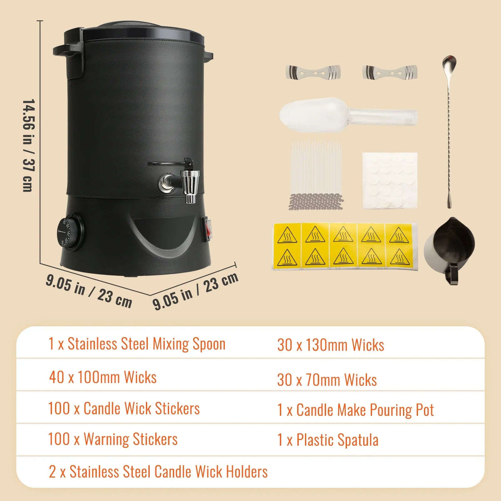 6.5L (10 lb) Electric Wax Melter for Candle Making - Stainless Steel Wax Melting Pot with Pour Spout & 9-Level Temp Control