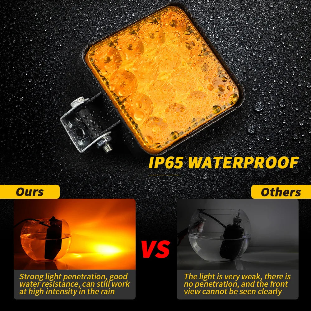 48W 12V LED Work Light 1200LM Spot Beam IP65 Off-Road Light for Jeep Truck SUV ATV
