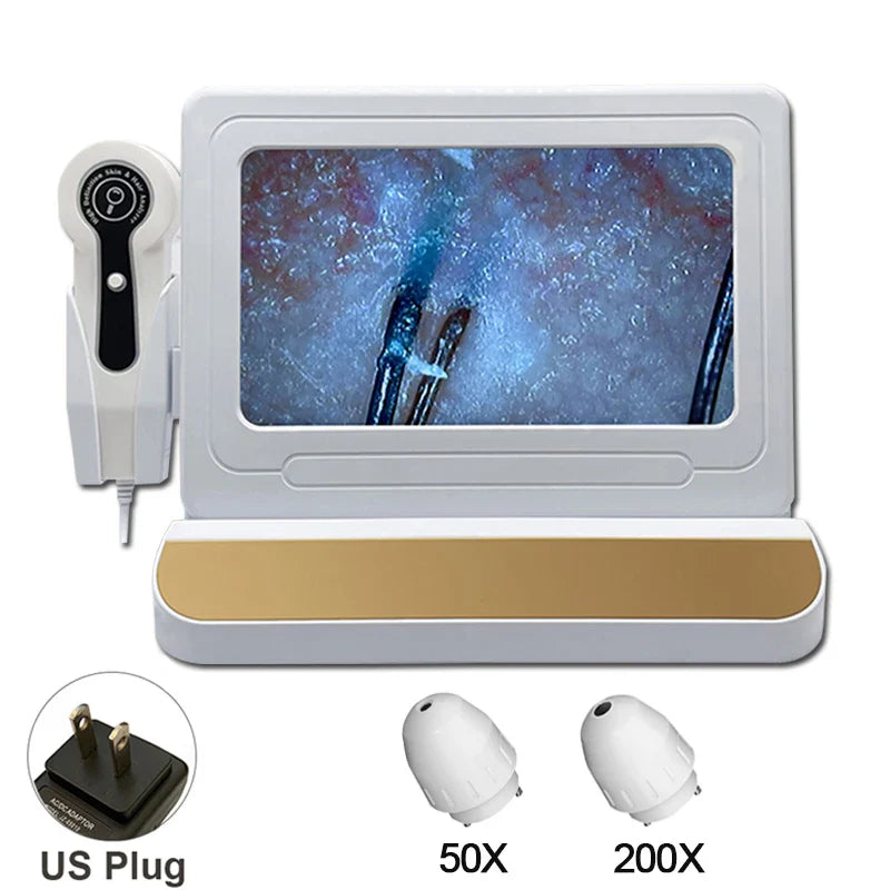 10-Inch (25.4 cm) LCD Scalp & Hair Analyzer Microscope 50X/200X Digital Skin and Follicle Detector