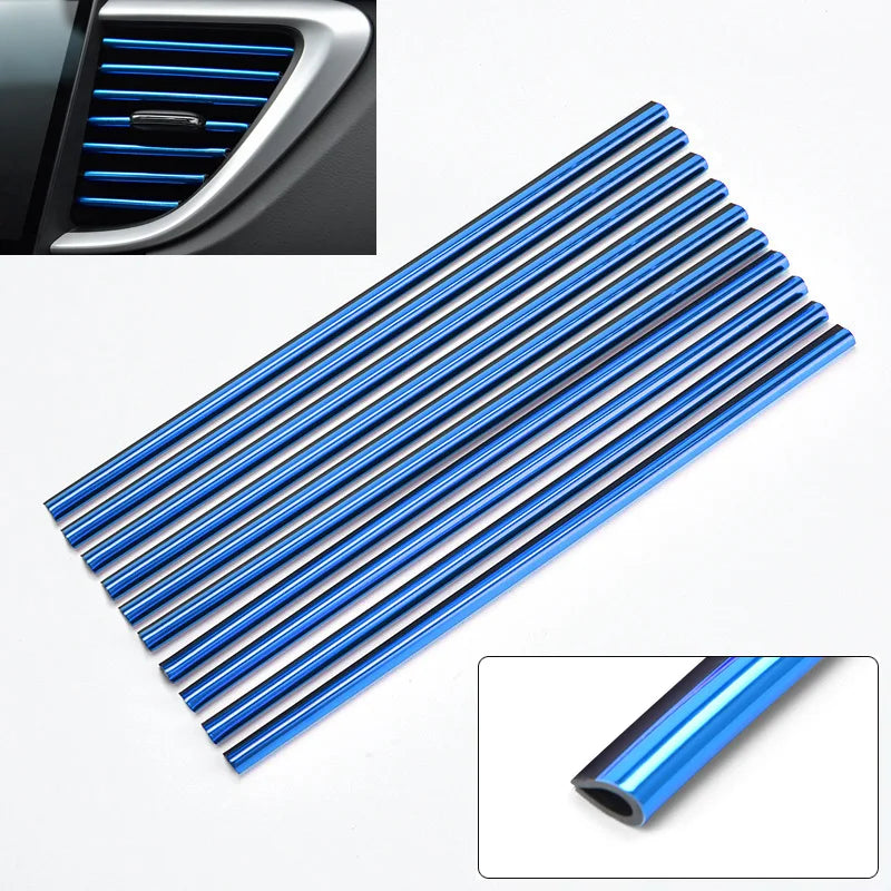 10-Pack Car Air Vent Trim Strips 20cm (7.87 in) PVC Decorative Air Outlet Moulding for Interior Car