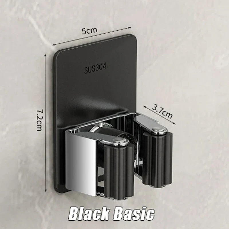 1-3 Pack Stainless Steel Nail-Free Wall Mounted Mop & Broom Holder Waterproof Bathroom Storage Rack