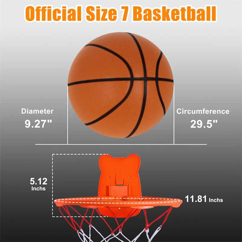 Silent Indoor Basketball Size 7 — Mute PU Foam Ball, High-Elastic