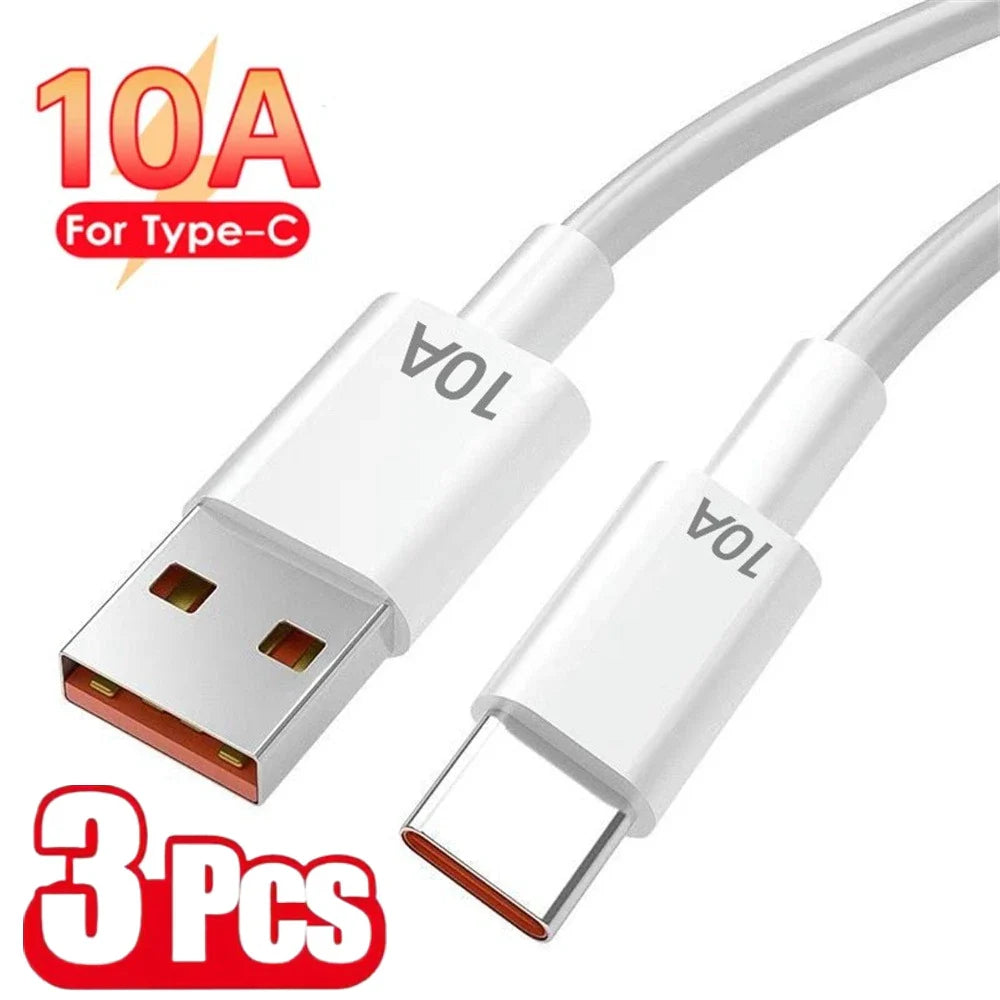 10A USB A Fast Charging Phone Cable USB to Type-C High Power Data Cord Quick Charge Wire for iPhone Xiaomi Samsung Huawei Phone