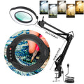 72-LED 8X/10X USB Illuminated Magnifying Glass Lamp - 4.2 in (106 mm) Lens, 3-Color Dimmable LED, Adjustable Arm & Clamp for Soldering, Crafts, Skincare