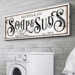 Personalized Soap And Suds Laundry Sign