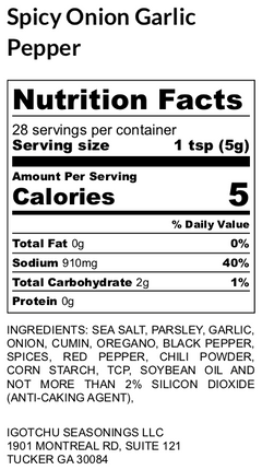 Igotchu Spicy Onion Garlic Pepper seasoning