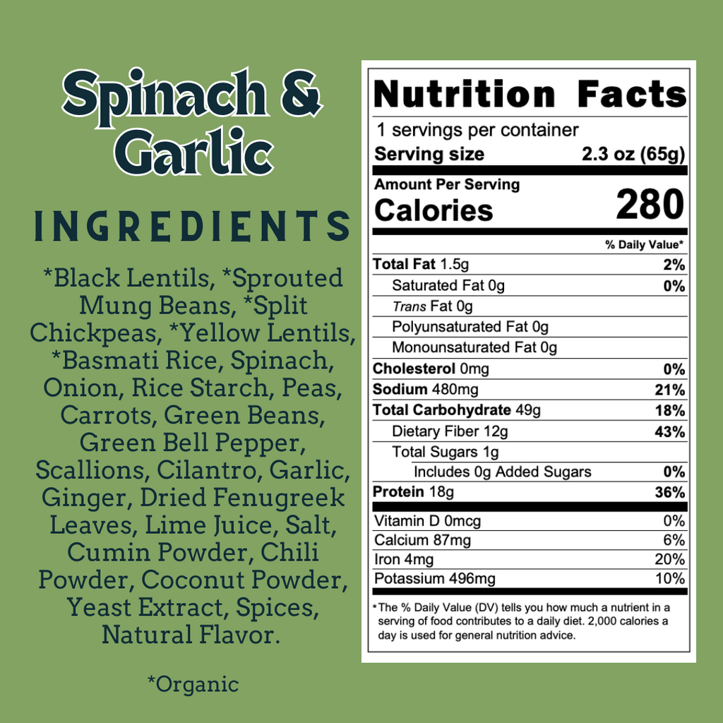 Spinach & Garlic -  Sprouted Power Bowl (6 Pack)