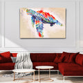 Coral Reef Sea Turtle Watercolor Canvas Wall Art