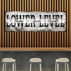 Lower Level Theater Sports Games Basement Bar Sign