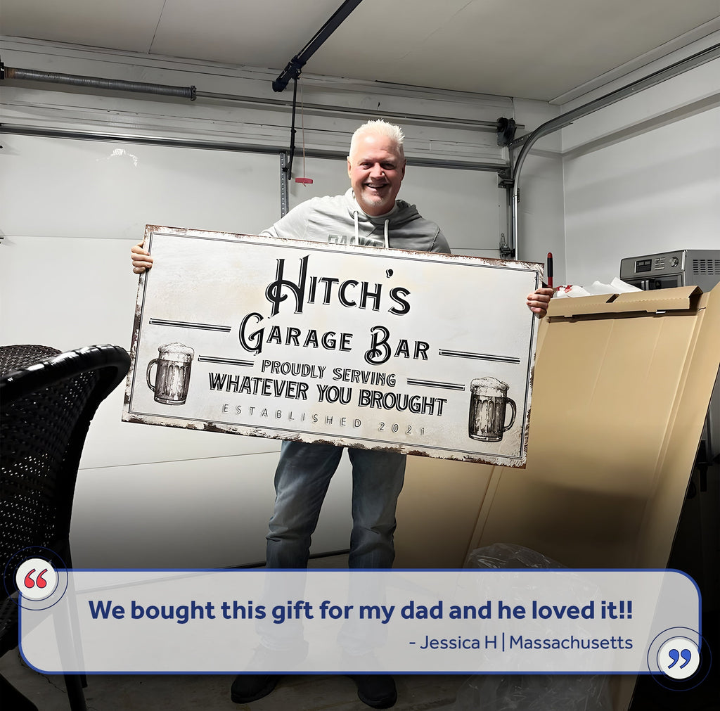 Personalized Rustic Garage Sign for Home Bar: Enhance Your Man Cave Wall Decor with Personalized Basement Bar Sign