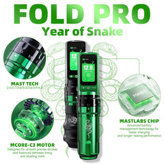 Tattoo Kit | Dragonhawk Fold Pro Year of Snake Edition Tattoo Machine Pen Wireless Professional Bundle