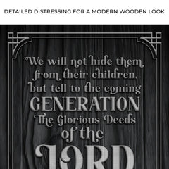 Psalm 78:4-8 ESV - We Will Not Hide Them From Their Children Scripture Sign