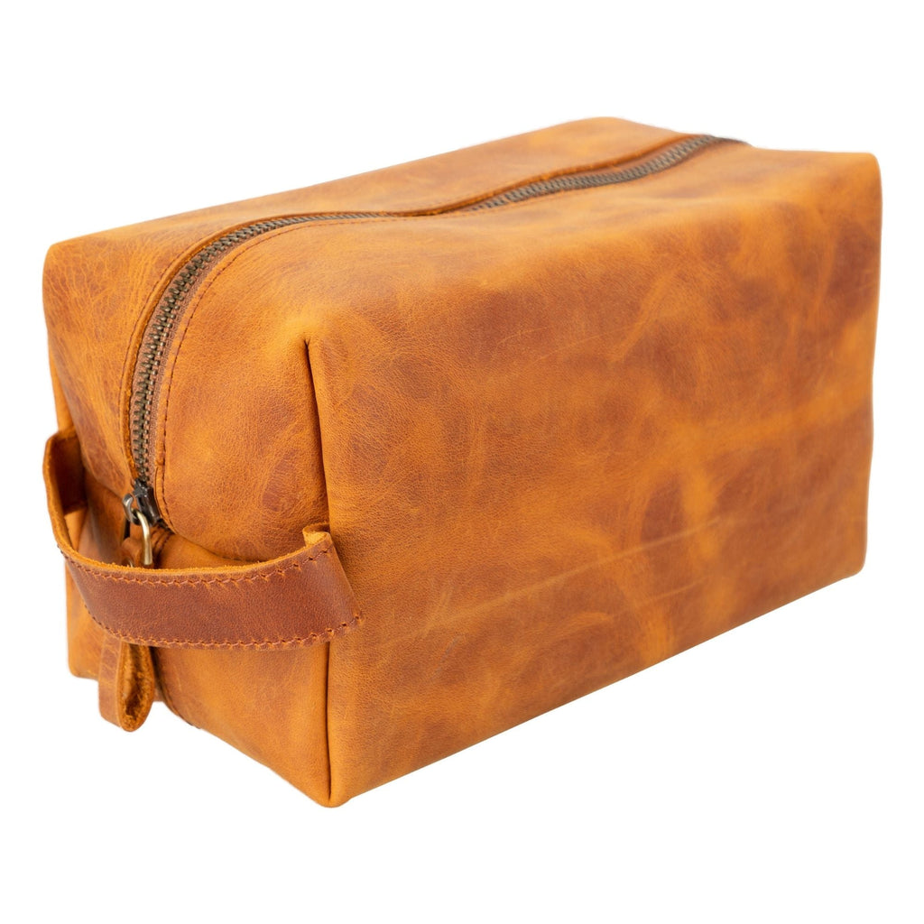 Oswego Men's Leather Dopp Kit & Small Travel Handbag