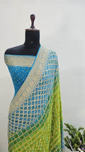 Banarasi Pure Handloom Khaddi Georgette Double Shade Bandhani Silk Saree