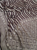 Beautiful Banarasi Lahariya Stripe Designer Khaddi Chiffon Saree