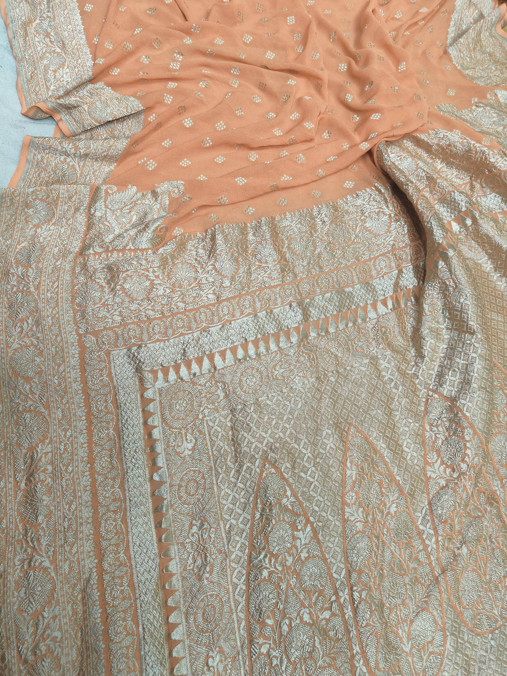Beautiful Banarasi Lahariya Stripe Designer Khaddi Chiffon Saree