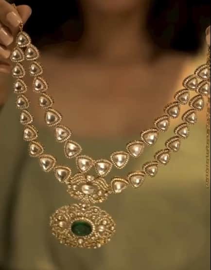 Beautiful Moissanite Kundan Doublet Stone Necklace Set