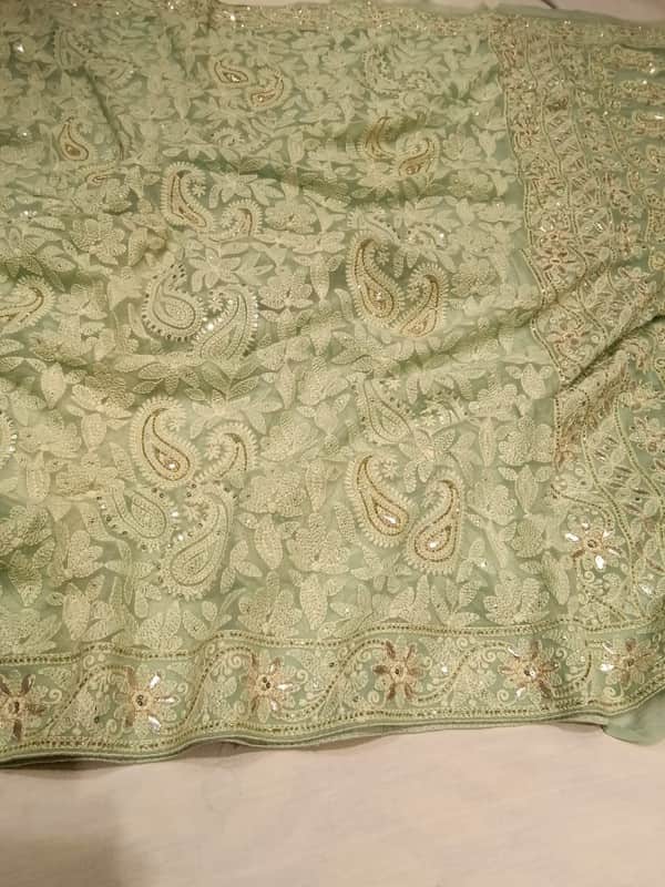 Beautiful Pure Georgette Chikankari Gotta Patti Saree