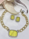 Beautiful Sabya Sachi Inspired Fusion Stone Necklace Set